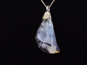 .925 Sterling Silver Moss Agate Pendant Necklace