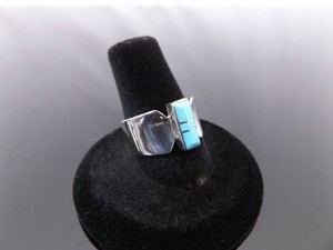 .925 Sterling Silver Turquoise Navajo Ring Size 8