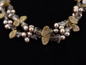Vintage Double Strand&nbspGenuine Pearl Leaf and Quartz Accented 18.5 Necklace