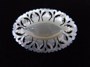 Hand Carved Mother of Pearl 1.625 Brooch