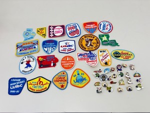 Lot of Vintage Bowling Trophy Patches and Pin Back Buttons