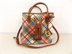 Dooney &amp Bourke Plaid Bucket Drawstring Bag