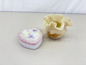 Lot of 2 Fenton Collectible Bud Vase and Trinket Box