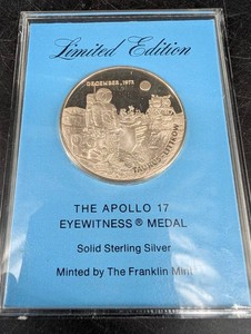 Franklin Mint Apollo 17 Eyewitness 1oz Sterling Silver Medal