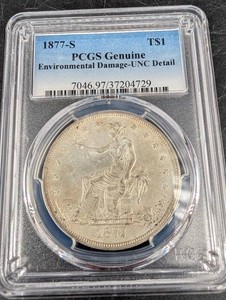 1877-S Trade Dollar PCGS Genuine UNC Detail