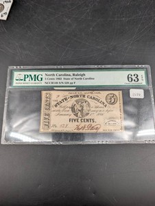 PMG North Carolina Raleigh 1863 Five Cents NCC R148