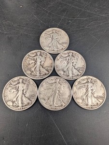 Six Walking Liberty Coins, 1942-1947