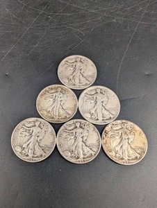 Lot of 6 U.S. Walking Liberty Half Dollars