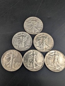 Lot of 6 Walking Liberty Half Dollars