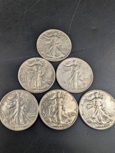 Six U.S. Walking Liberty Half Dollar Coins