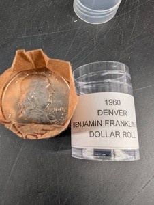 BU 1960 Denver Benjamin Franklin Half Dollar Roll $10 Face