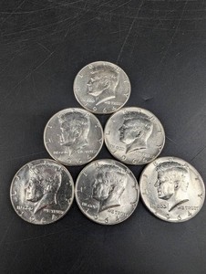 6 1964 Kennedy Half Dollars