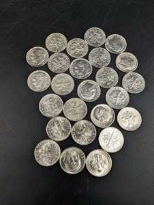 25 BU 90% Silver Dimes - Different Dates
