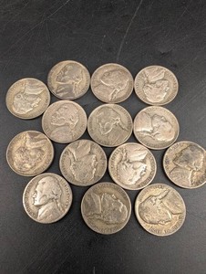 Lot of 15 Jefferson Silver War Nickels, 1943-1945