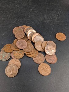 Assorted Canadian One-Cent Coins
