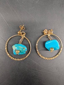 Gold-Tone & Turquoise Hoop Earrings (Lot of 2)