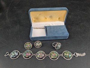 Multicolor Jewelry Set with Bracelet, Earrings & Ring (Lot of 4)