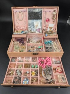 Large Costume Jewelry Assortment With Multi-Level Jewelry Case