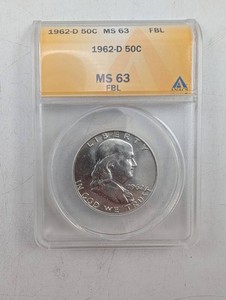 1962-D Franklin Half Dollar ANACS MS 63 FBL