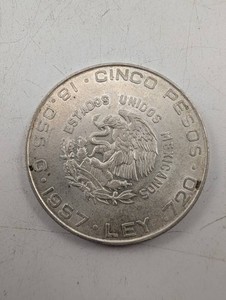 Mexico Cinco Pesos Silver Coin - Ley 0.720