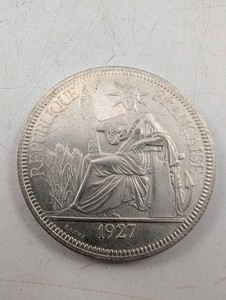 French Indochina 1927 Piastre Coin 90% Silver
