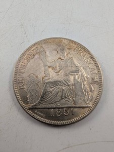 1851-A Piastre De Commerce Coin 90% Silver