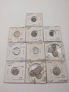 Sweden 10 Ore Coin Collection, .400 Silver