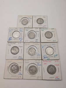 Swiss 1 Franc 835.5% Silver Coins, 1943-1964