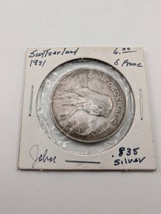 1931 Switzerland 5 Francs .835 Silver Coin
