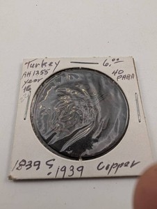 Turkey AH 1355 40 Para Copper Coin 1939