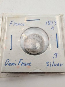 France 1813 A Demi Franc Silver Coin 90% Silver