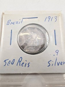 Brazil 1913 500 Reis .90 Silver Coin