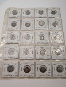 France 50 Centimes Silver Coins (Lot of 20) 83.5% Silver