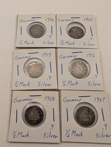 Germany 12 Mark Silver Coins (Lot of 6) 90% Silver