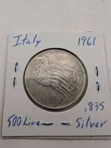 Italy 1961 500 Lire Silver Coin