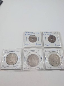 World Coins - Netherlands, Philippines & New Zealand (Lot of 5)