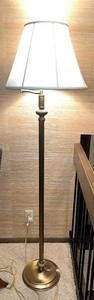 Floor Lamp - Brass-Tone Traditional Lamp With White Fabric Shade