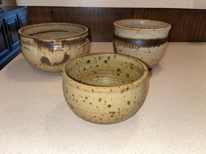 Handmade Ceramic Bowls - Speckled Glaze (Lot of 3)