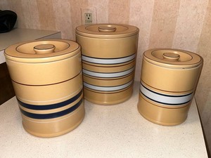 VTG Ceramic Canisters - Williams Sonoma Striped Set (Lot of 3)