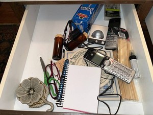 Mixed Household Tools, Electronics & Supplies - Assorted Drawer Contents