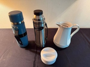 Thermos & Beverage Server Mixed Lot - Coleman, Champ & White Pitcher