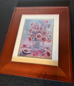 Floral Still Life Artwork - Signed Framed Bouquet by Viszolay