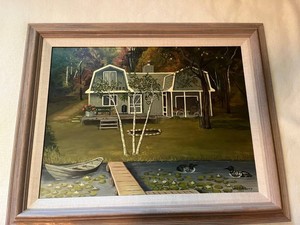 Vintage Framed Landscape Painting - Signed Jane Eckelberry 1990