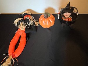 Halloween Decor - Scarecrow, Pumpkin & Witch Basket Mixed Lot