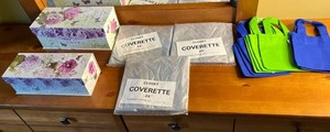 Decorative Floral Storage Boxes, Reusable Tote Bags & Closet Coverettes - Mixed Lot