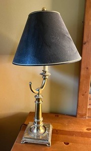 Table Lamp - Brass-Tone Metal With Black Shade 28in