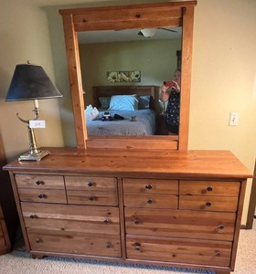 Bedroom Dresser With Mirror - Brookstone Pine 65 in