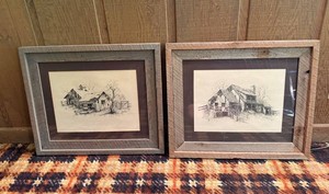 Framed Farmhouse Prints - Signed & Numbered Rural Artwork (Lot of 2)