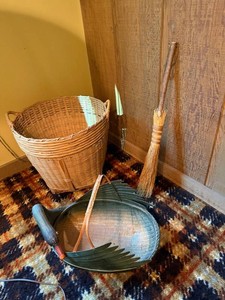 Wicker Basket & Broom Mixed Lot - Decorative Woven Baskets