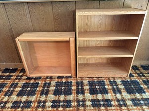 Oak Bookcase & Open Shelving Set (Lot of 2)